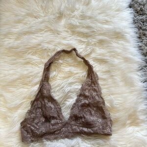 Brown Lace Halter Bralette